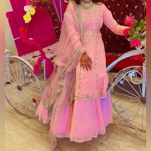 This is an indian anarkali with lehengha(skirt)